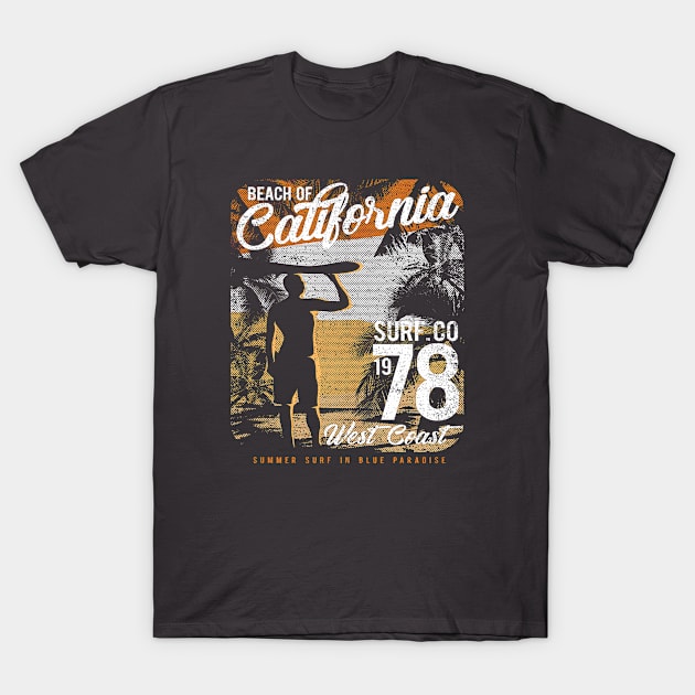 Vintage Retro California Beach Surf T-Shirt by meowstudio